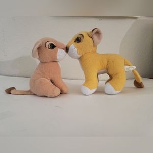 VINTAGE Mattel Lion King Kissing Simba and Nala Stuffed Animal Set 1994
